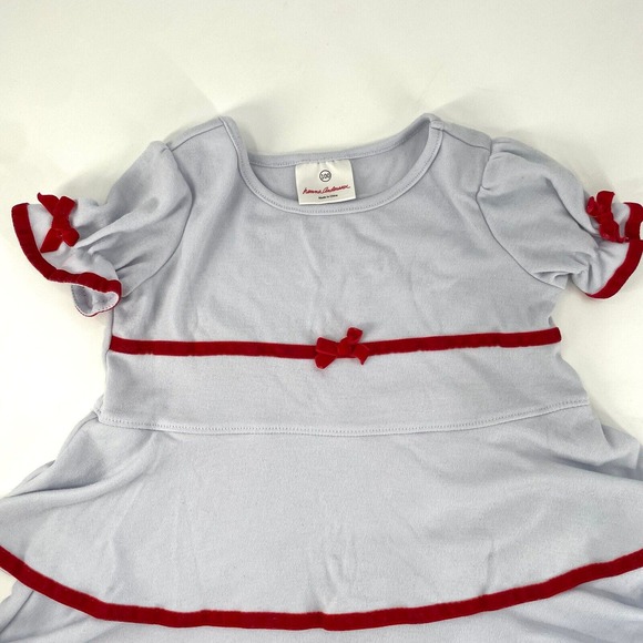 Hanna Andersson Valentine Spring Dress Blue with Red Velvet Size UK 100 - US 4 - Picture 4 of 6